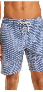 Faherty Beacon Trunk Board Shorts 7.5 inch Fish Scale Print XS